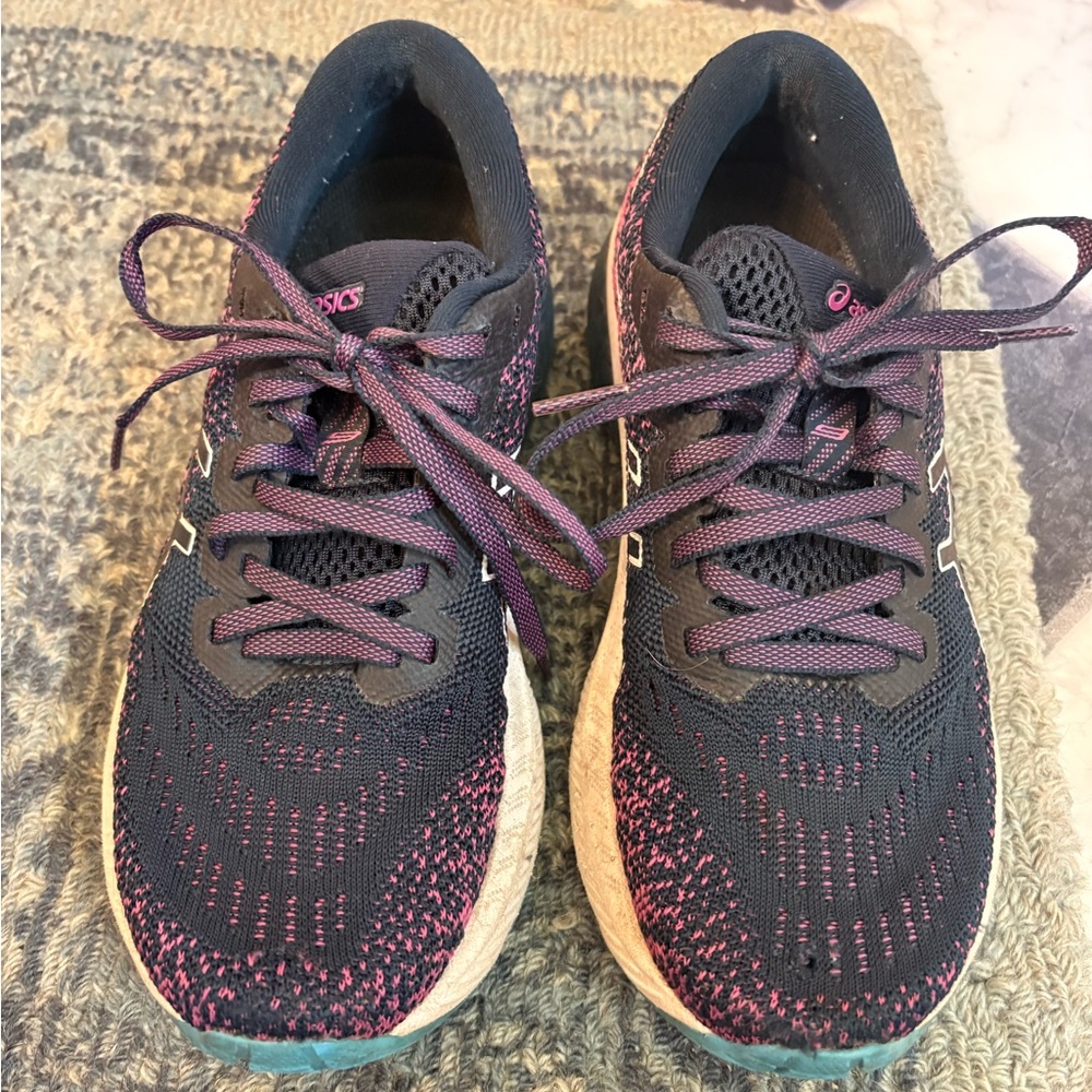 ASICS Women's Black and Pink Running Shoes